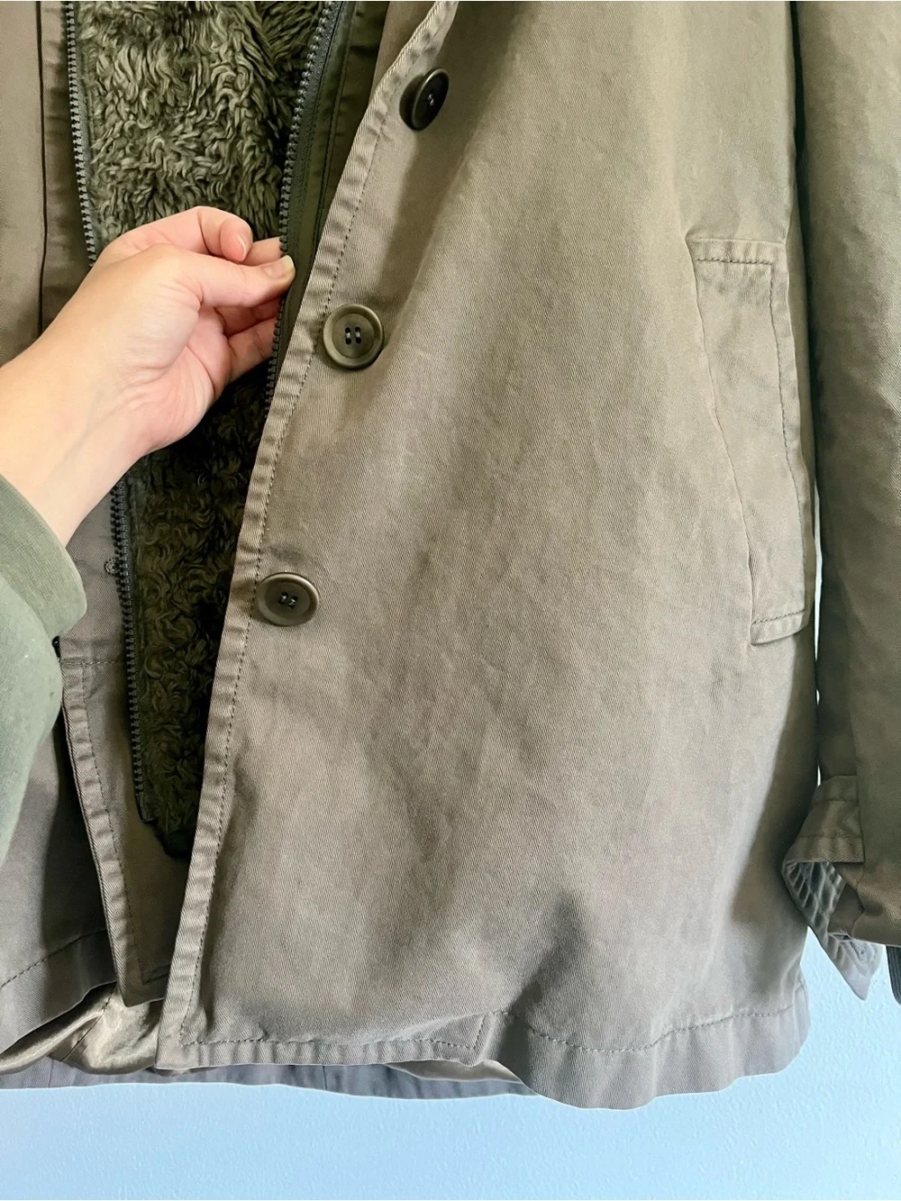 J. Crew Brown Men's Military Field Jacket with Faux-Fur Lining